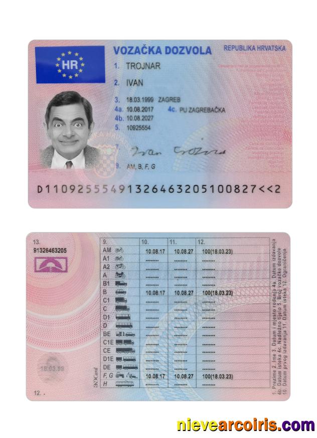 Croatia driving license 2017-present